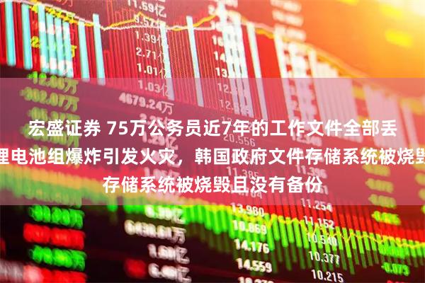 宏盛证券 75万公务员近7年的工作文件全部丢失！机房内锂电池组爆炸引发火灾，韩国政府文件存储系统被烧毁且没有备份
