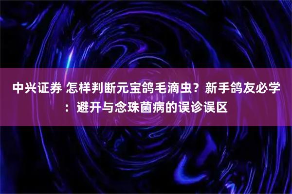 中兴证券 怎样判断元宝鸽毛滴虫？新手鸽友必学：避开与念珠菌病的误诊误区